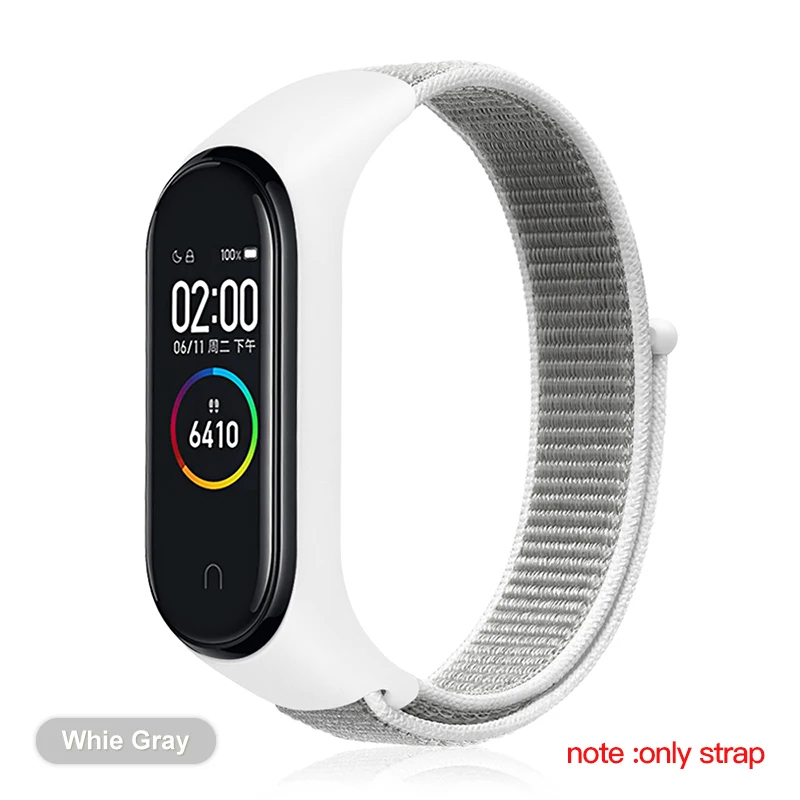 IONCT нейлоновый браслет для mi Группа 4 спортивного стиля с correa pulsera ремень для Xiaomi mi band 3 ремешок mi Группа 4 Global Smart аксессуары - Цвет: Белый
