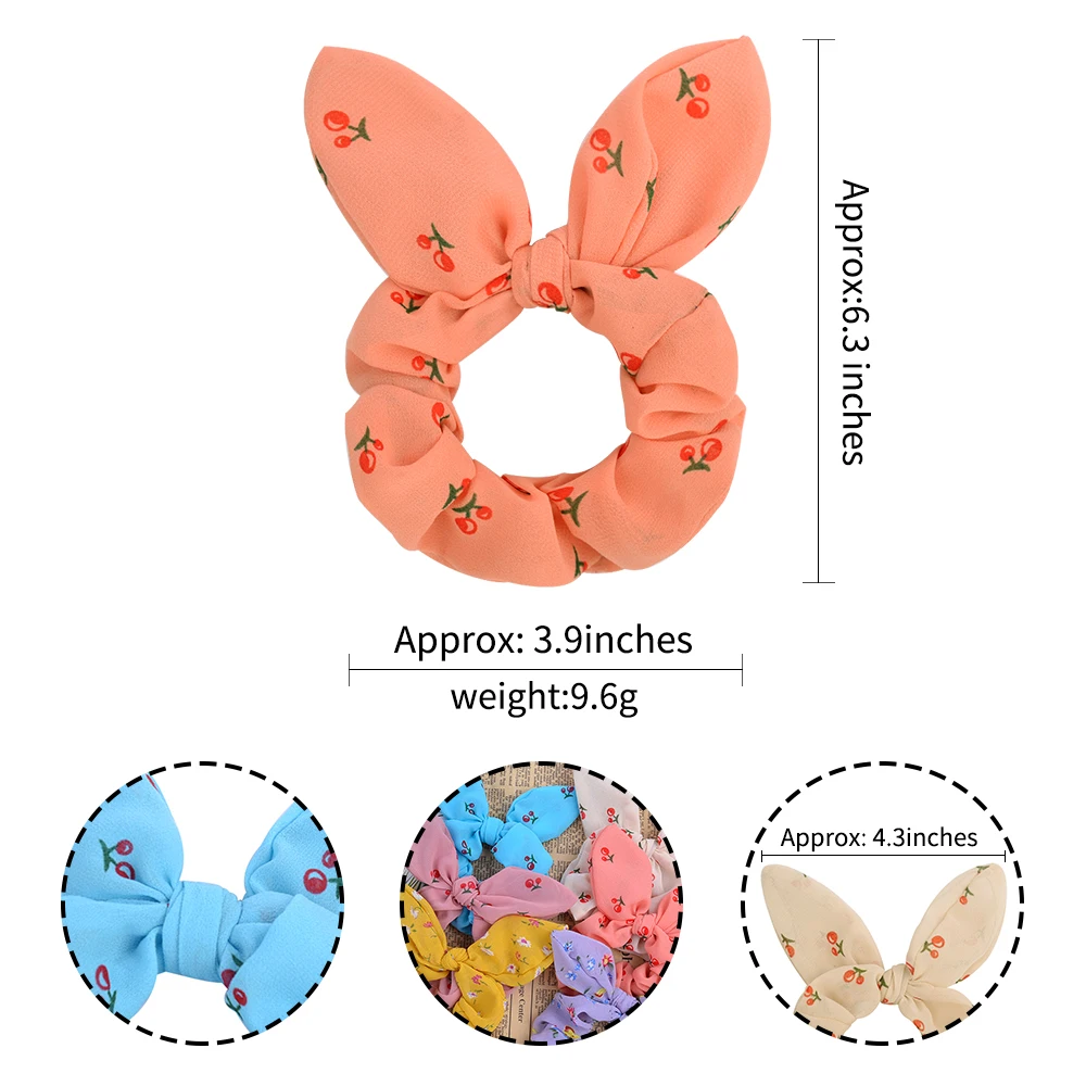 Женские резинки для волос с кроличьими ушками цветочным принтом хвостиков