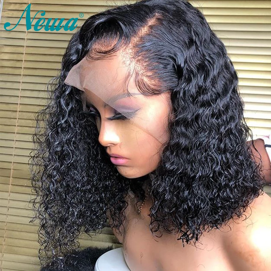 

Short Lace Front Human Hair Wigs With Baby Hair Brazilian Lace Front Wig Pre Plucked 13x6 Curly Remy Hair Bob Wigs Newa Hair