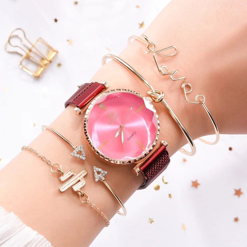 

2020 Gift Watch 5pcs Set Women Luxury Ladies Bracelet Watch Women's Wristwatch Mesh Strap Casual Relogio Femenino relojes mujer