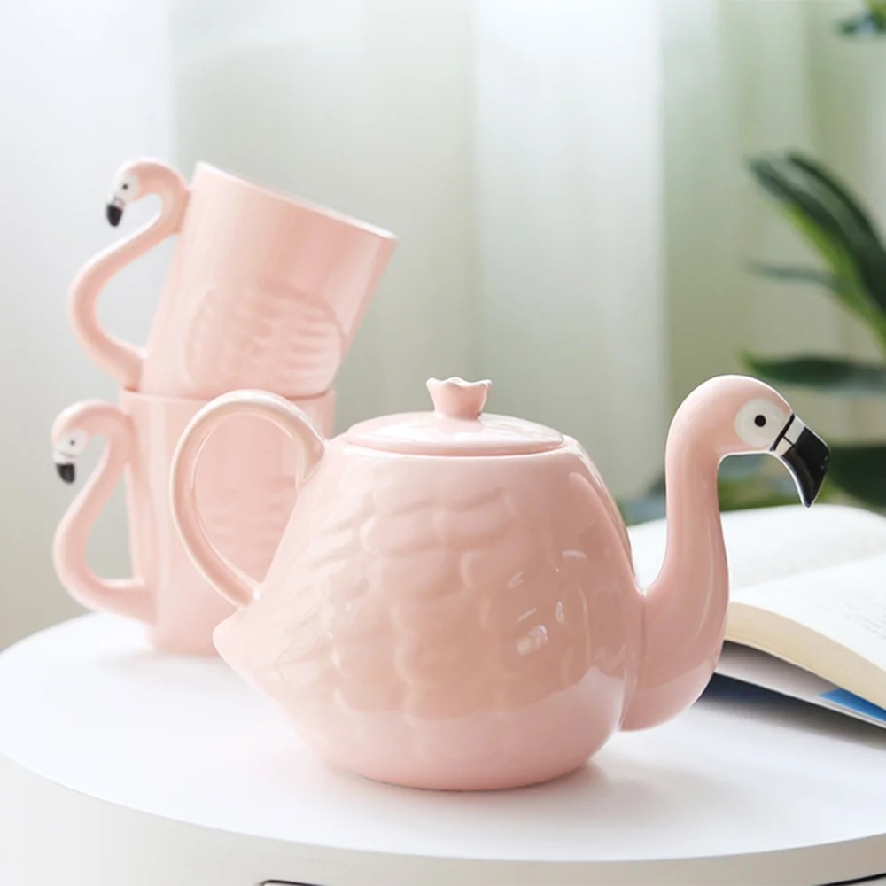 

1PC Ceramics Pattern Tea Pot Handle Heat Resistant Ceramics Teapot Creative Water Jar