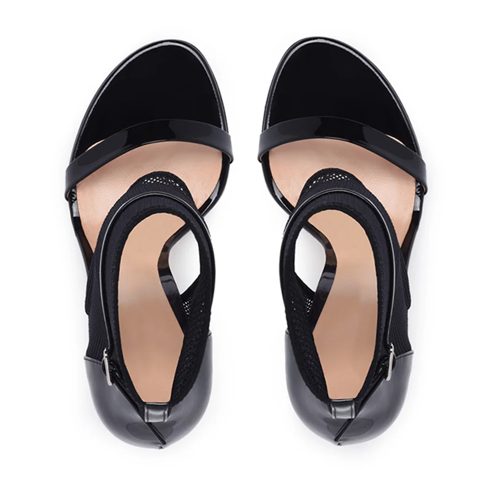 

Aiyoway Big Size New Spring Summer Fashion High Heel Sandals Women Mesh Sexy Peep Toe Stiletto Party Shoes Black