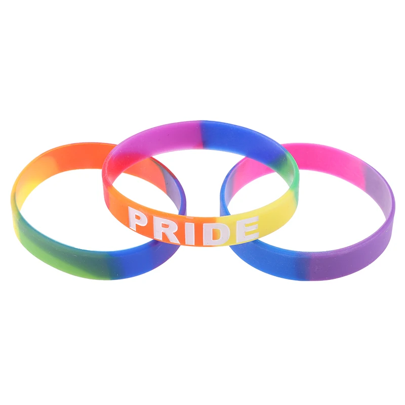 

10 Types Unisex LGBT Rainbow Letters Sports Wristband Gay Lesbian Pride Silicone Rubber Wristlet Bracelet Party Parade