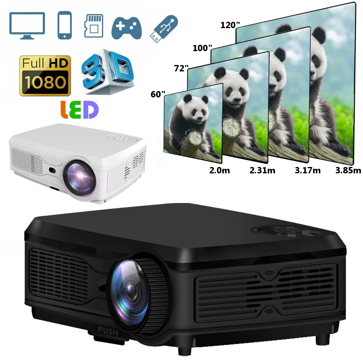 

6.0" LCD 3D Full HD Projector 3000 Lumens, 1920*1080P Supported 358XW Video Beamer For 4K Smart Android 6.0 1G+8G Wireless Wifi