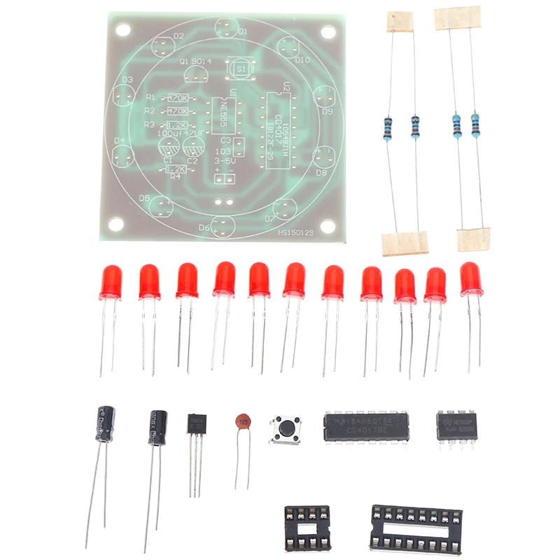

1 Set Round Electronic Lucky Rotary Suite CD4017 NE555 Self DIY LED Light Kit Production Parts And Components