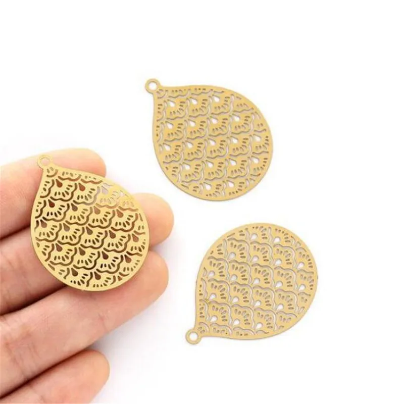 

10pcs/lot creative gold color hollow waterdrop charms connectors for diy fashion earrings necklace jewelry making accessories