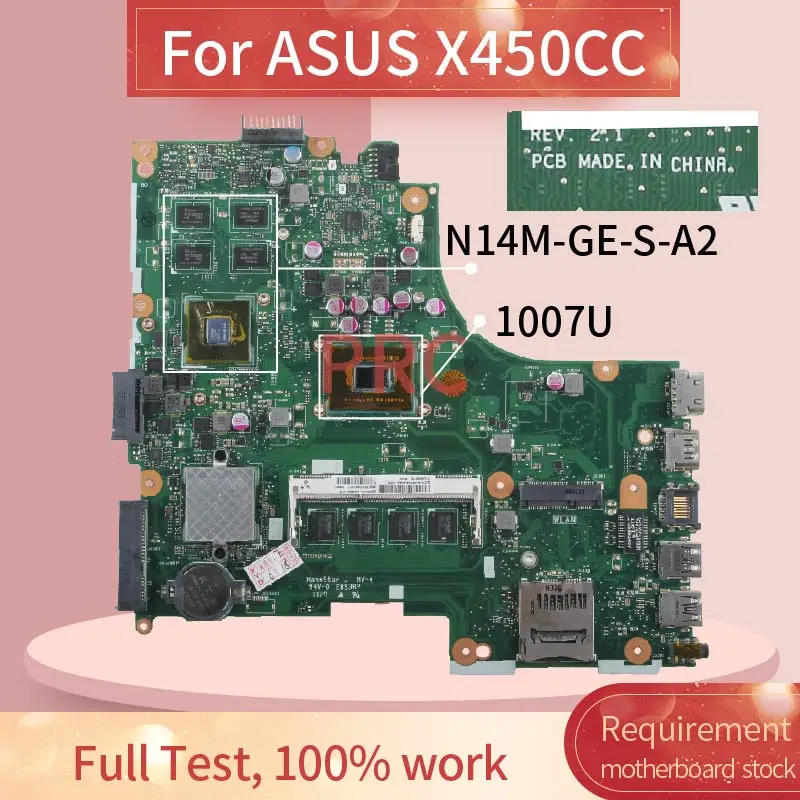 X450CC для ASUS X450C X450 1007U Материнская плата ноутбука REV.2.1 N14M GE S A2 DDR3 материнская