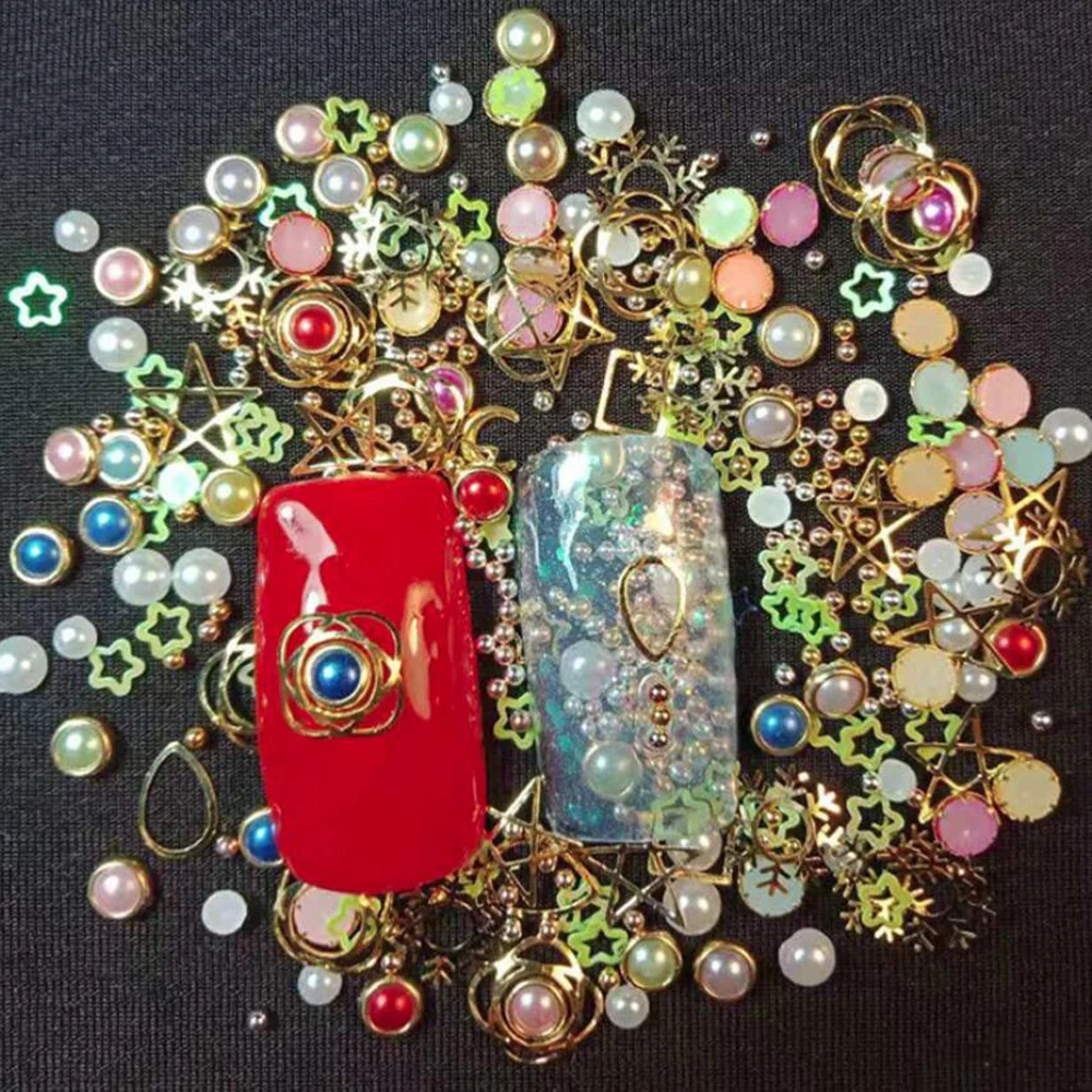 Bittb смешанные Стразы для ногтей Золотая Луна Звезда нерегулярные бусы шпильки