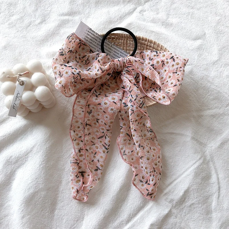 

Summer Daisy Flower Long Big Scrunchies Hair Holder Elastic Hair band for women Hair Accessories