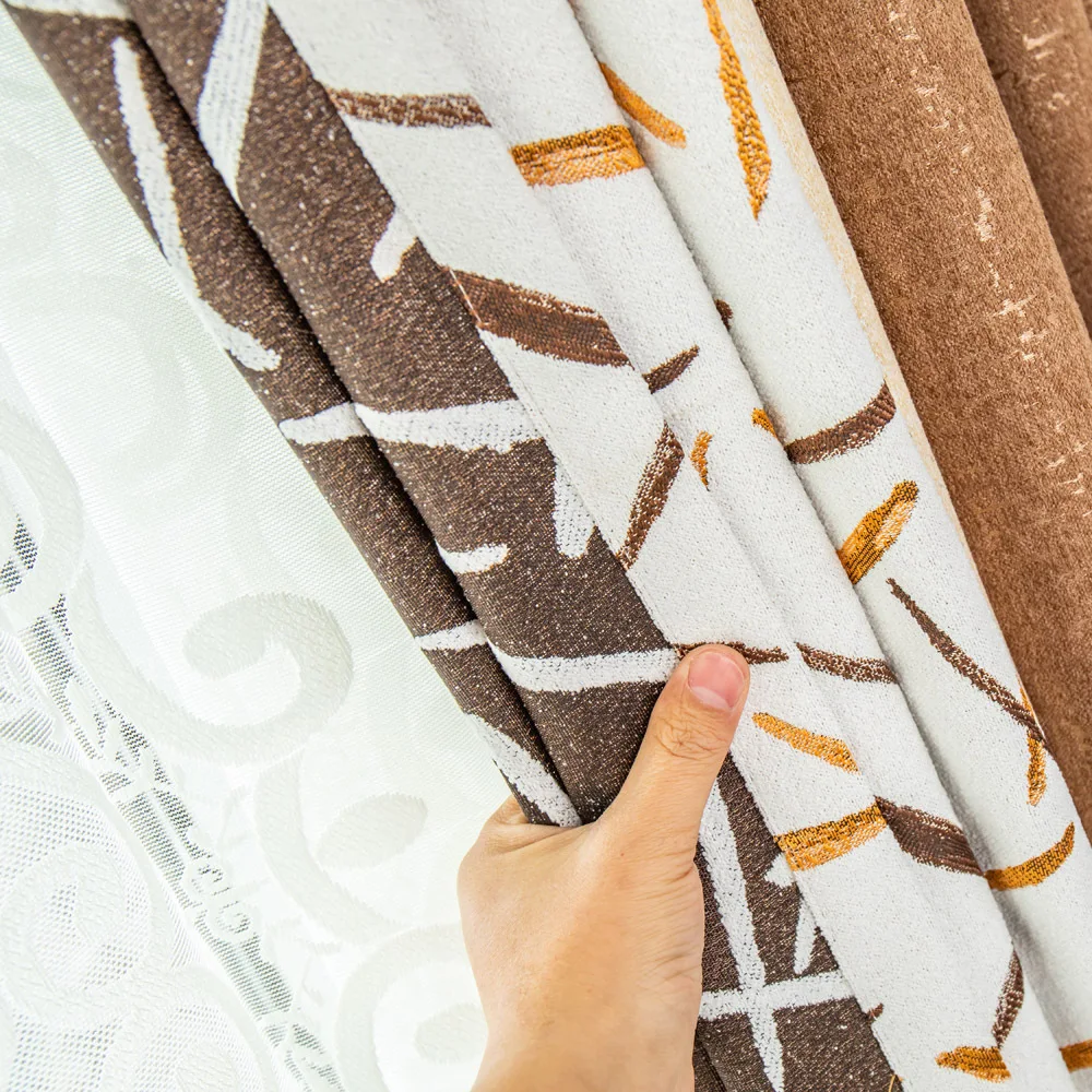 

Custom Curtains for Living Room Bedroom Modern Simple Northern European-Style Mosaic Curtain Fabric Shade Curtain Fabric