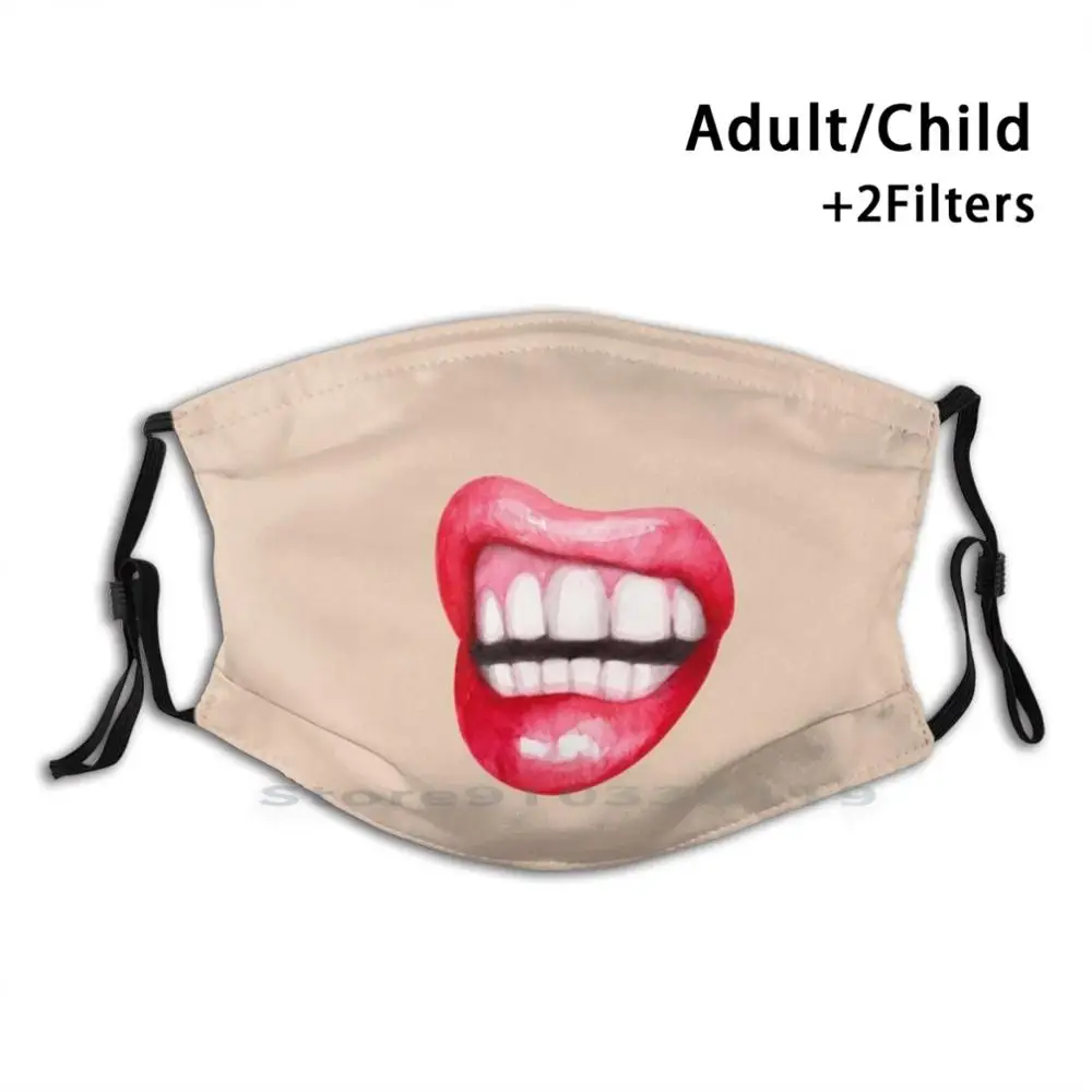 

Акварель укуса губ Рот для взрослых детей моющаяся забавная маска для лица с фильтром укуса улыбки губы рот зубы