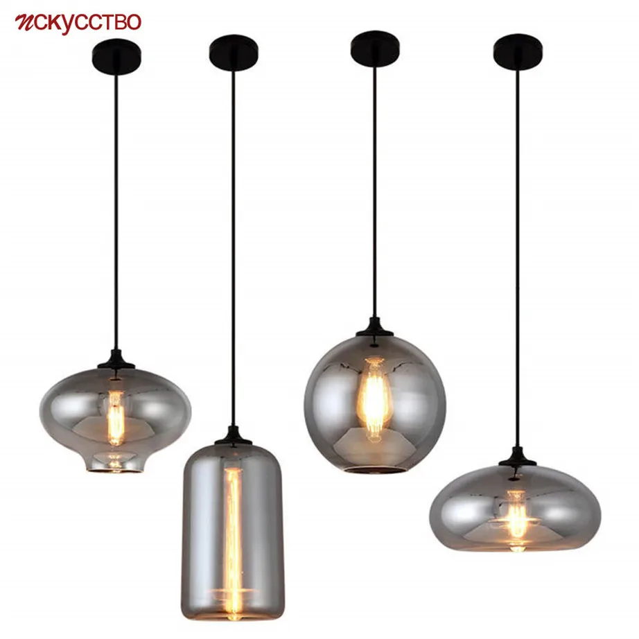 

Postmodern Onion Smoke Gray Glass Pendant Lights For Dining Room Russian Bar Loft Decor Hanging Lamp Industrial Kitchen Fixture