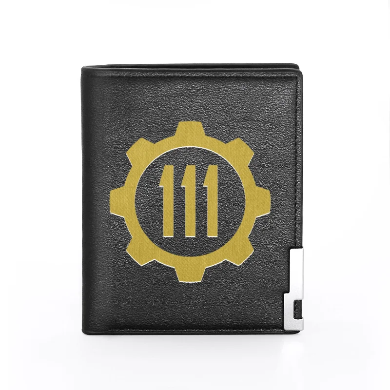 

High Quality Fallout 4 111 Printing Men Women Leather Wallet Billfold Slim Credit Card/ID Holders Money Bag Male Short Purses