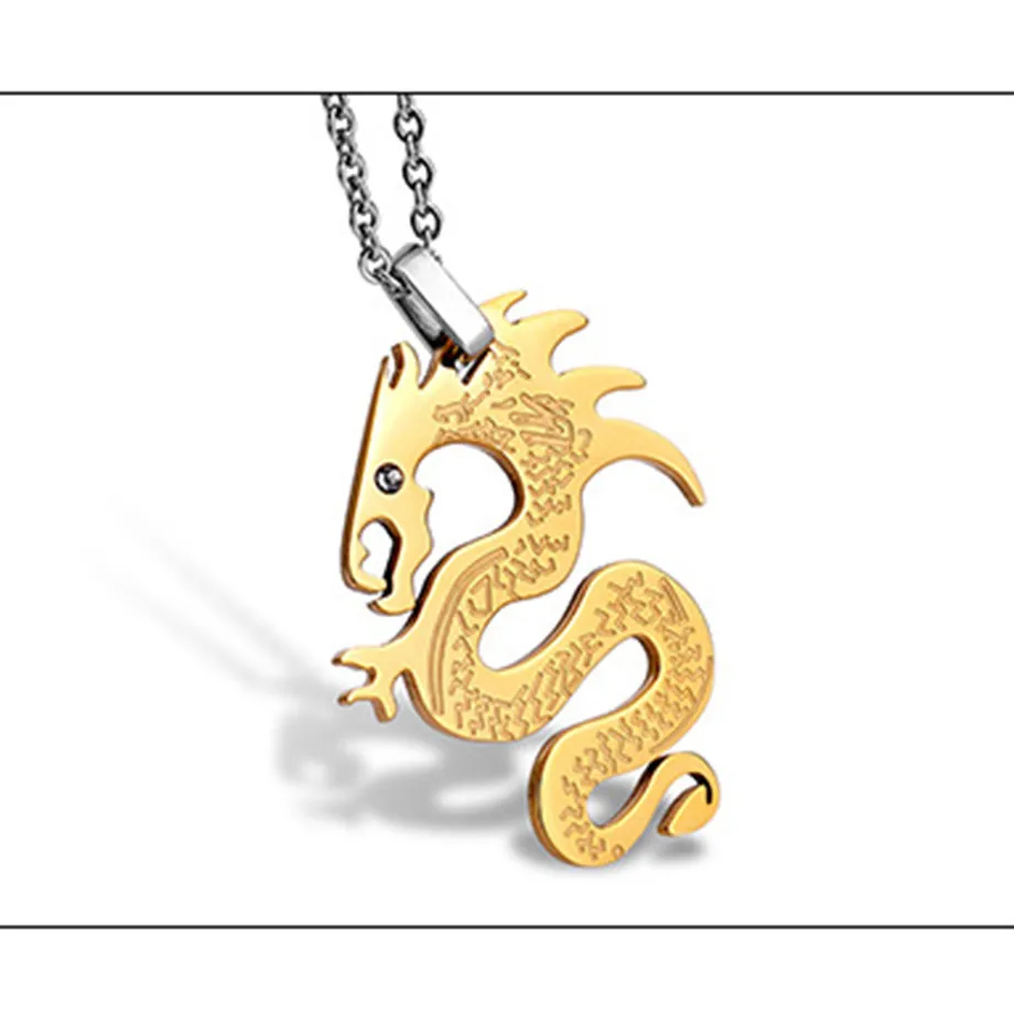Винтажное ювелирное ожерелье дракона золотой трендовый Байкерский кулон и