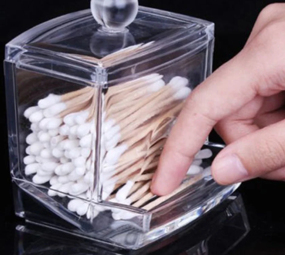 Acrylic Cotton Swabs Storage Holder Box Portable Transparent Makeup Cotton Pad Cosmetic Container Jewelry Organizer Case images - 6