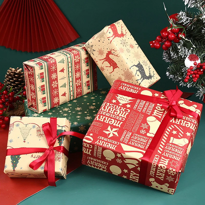 

70*50cm DIY Gift Paper Christmas Gift Wrapping Craft Paper Roll New Year Favors Party Present Decoration Wrapping Paper
