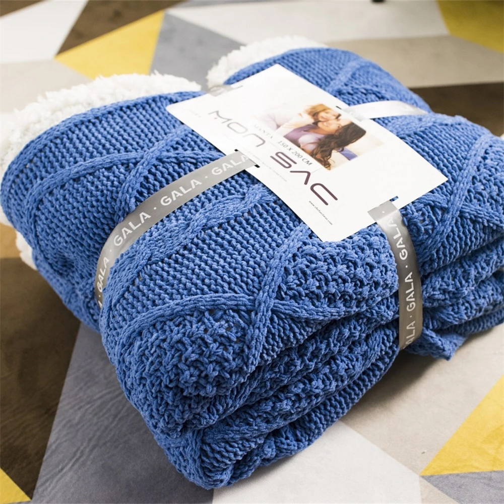 Скандинавские одеяла кашемировые двухслойные скрученные вязаные покрывала для