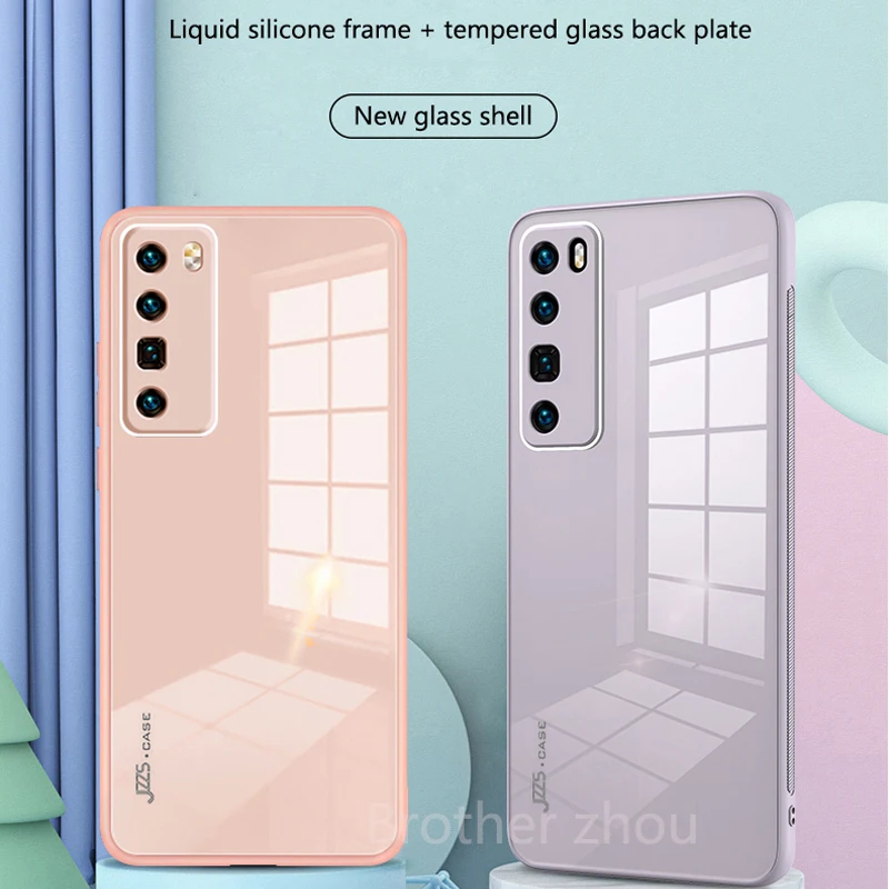 

Square Tempered Glass Phone Case For Huawei P40 P30 Pro Fluu Protector Case For Huawei Mate 30 Pro For NOVA 7 SE 7 Pro Cover