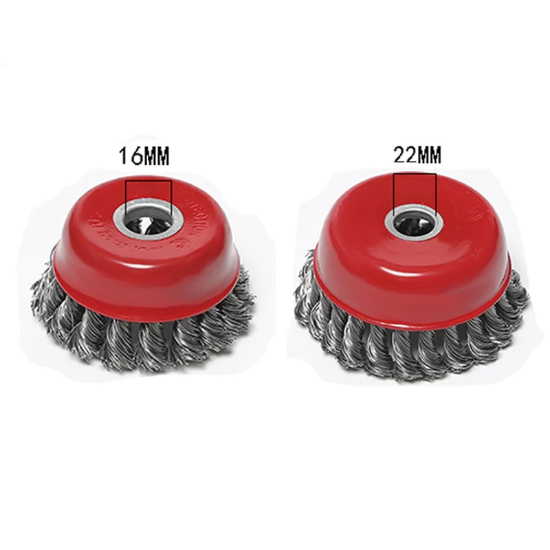 OD3/4/5/6Inch 75/100/125/150mm  ID16mm / 22mm Steel Wire Knotted Crimped Cup Wire Brush Wheel for Angle Grinder Metalworking 3 inch wire cup brush with 1 4 hex shank crimped tempered steel bristles