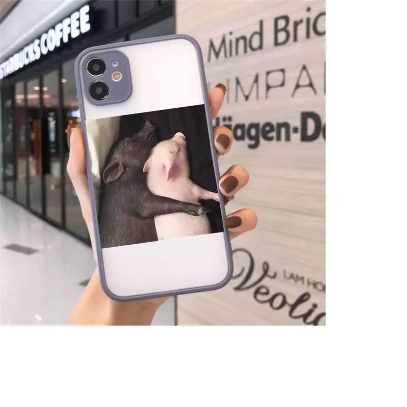 

Cute Little Pink Pet Pig Phone Cases Matte Transparent for iPhone 7 8 11 12 s mini pro X XS XR MAX Plus cover funda