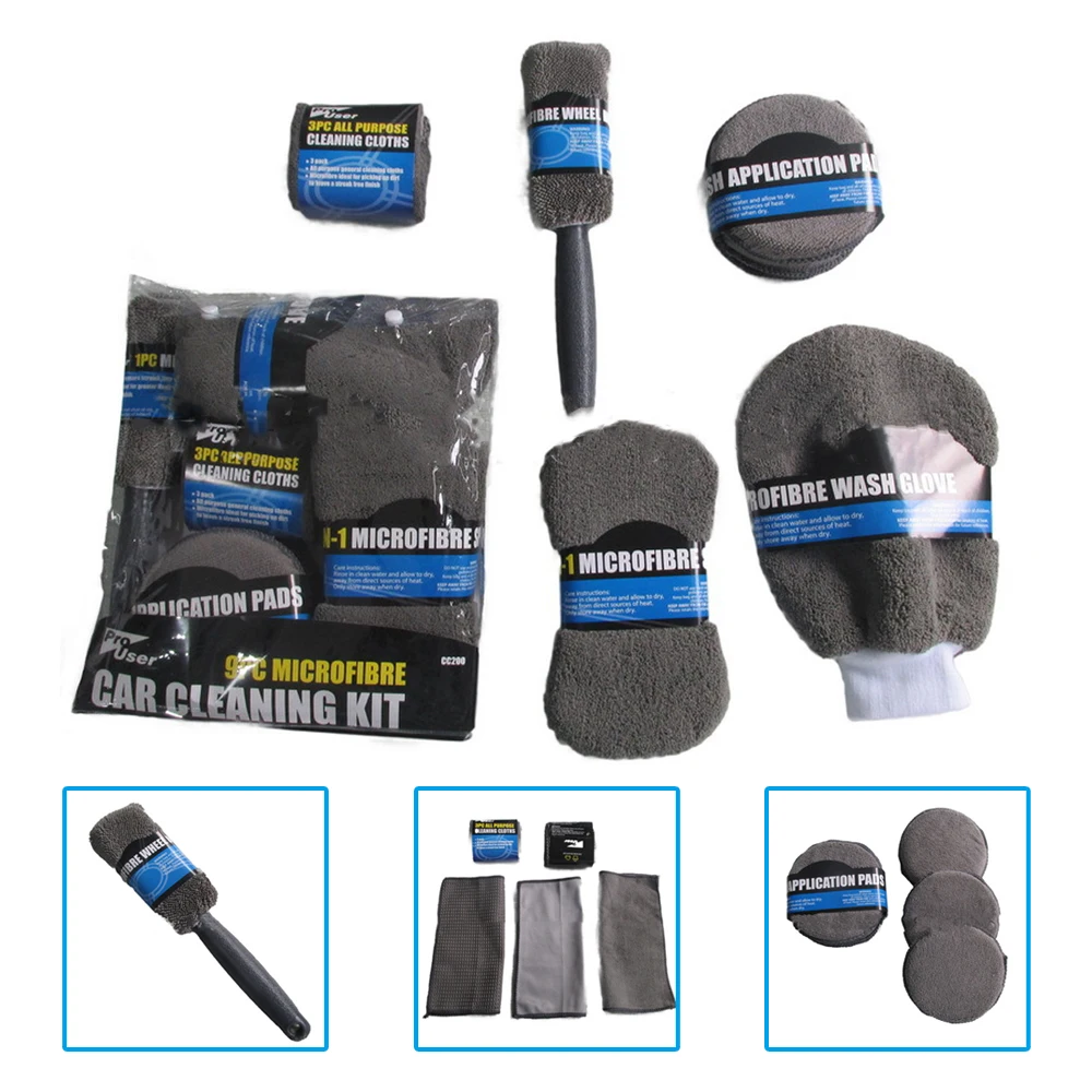 

Набор полотенец из микрофибры, комплект из 9 предметов для чистки автомобиля