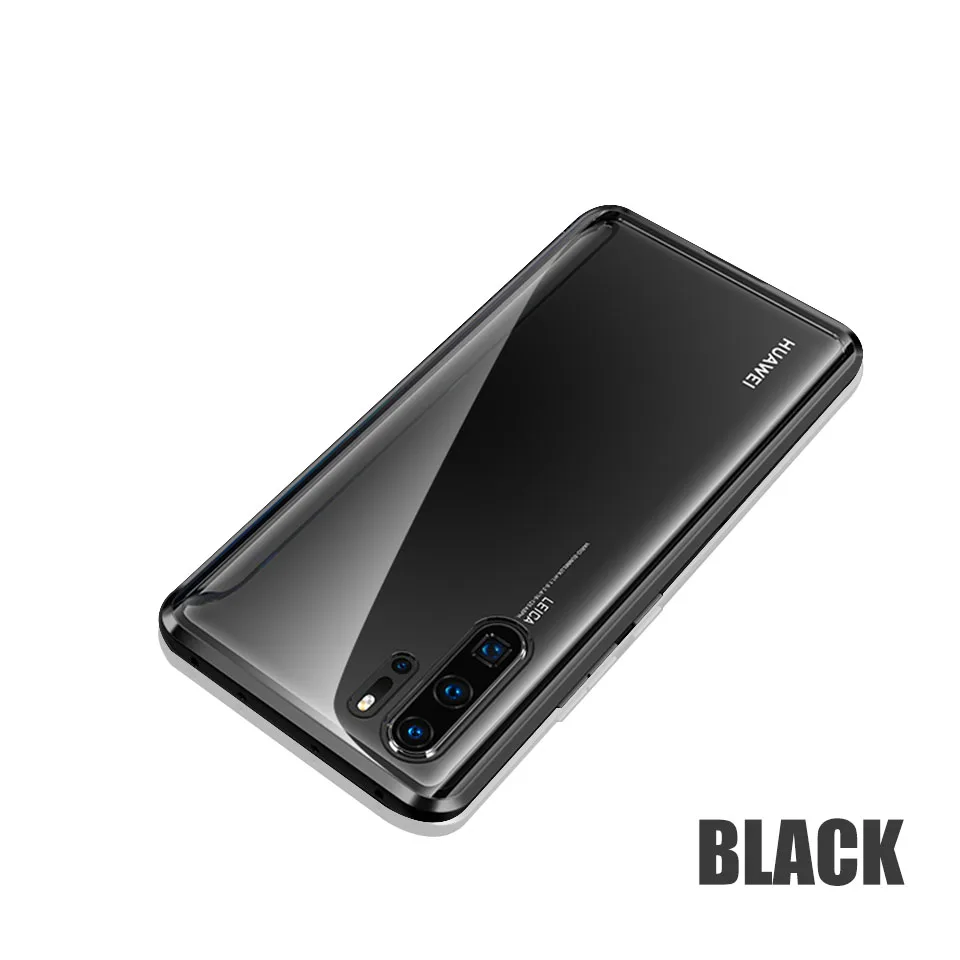 Чехол для huawei mate 20 Pro 10 P20 Lite противоударный чехол на P Smart P30 Lite закаленное стекло Магнитная Адсорбция Задняя Крышка P - Цвет: Черный