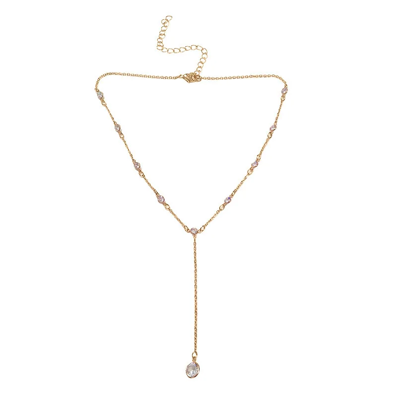 Crystal Pendant Necklaces For Women Girls Chokers Accessories 2021 Jewelry Fashion Collar Long Gold Link Necklace Chain | Украшения и