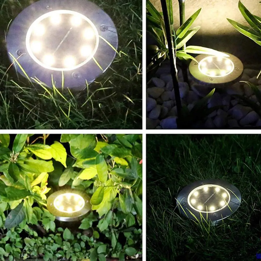 Наземная лампа s 8 светодиодов на солнечной батарее подземная уличный дорожный