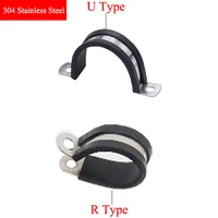 6mm 8mm 10mm 12mm 14mm 16mm 18mm 20mm 22mm 304 stainless steel rubber lined r u type hose pipe mounting bracket clip clamp