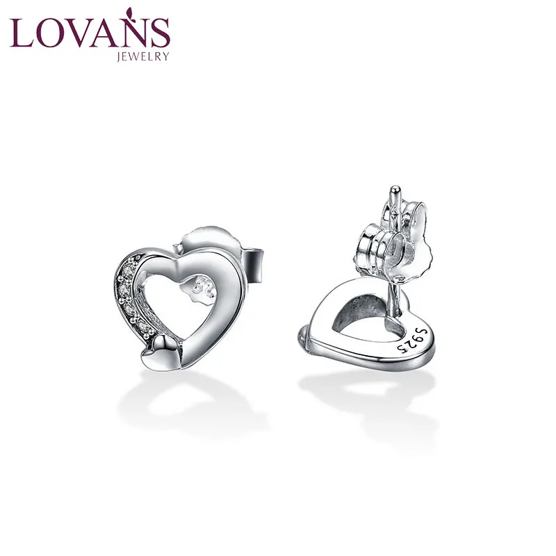 

LOVANS «любящее сердце» Форма серьги 925 серебряные серьги-гвоздики в форме снежного серьги полированный ювелирные изделия, подарок ко дню рожд...