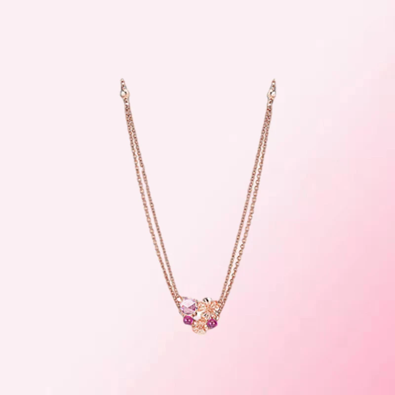 

1:1 Make PanDO 925 Sterling Silver Customized Peach Blossom Fashion DIY Necklace