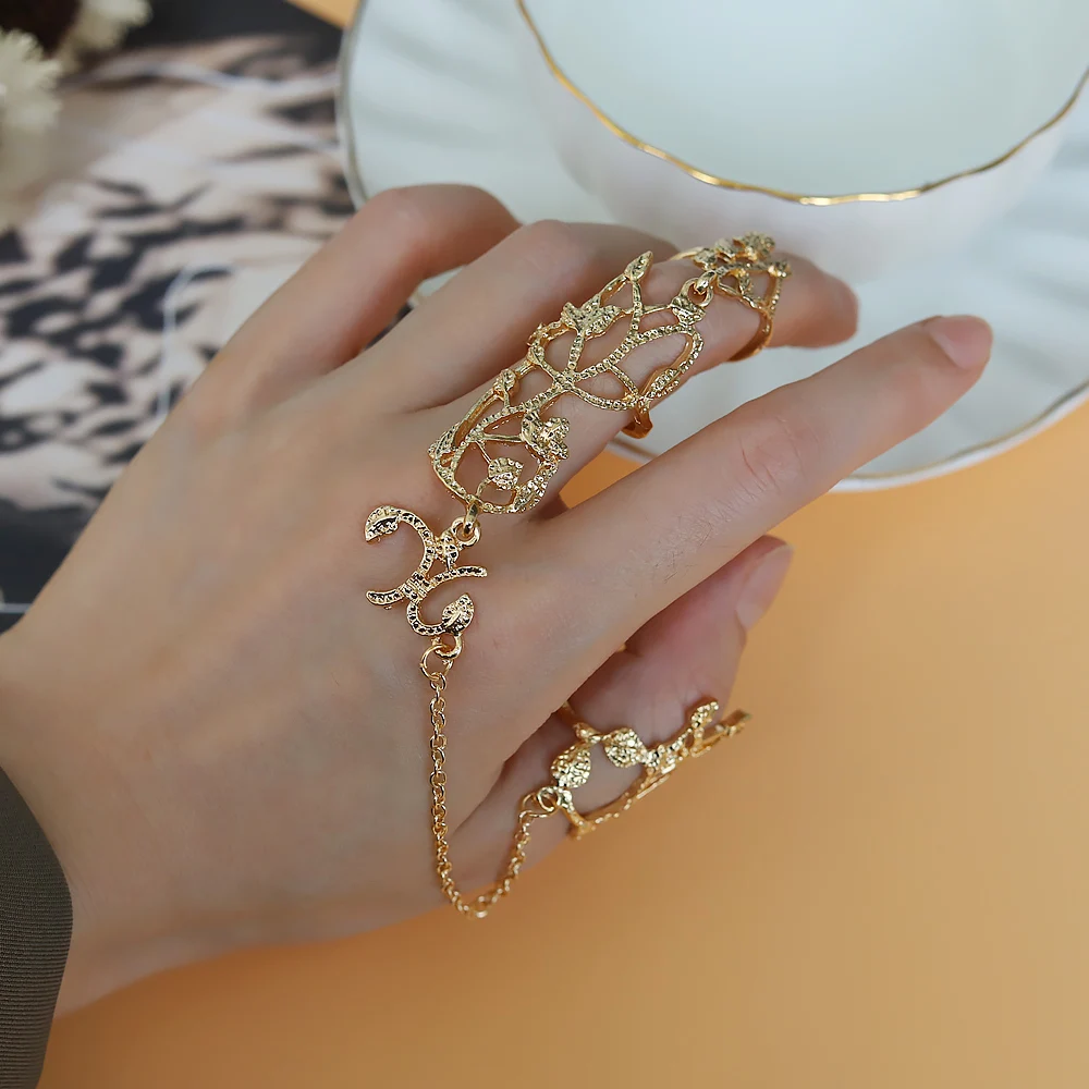 Модное женское золотистое свадебное регулируемое металлическое Золотое