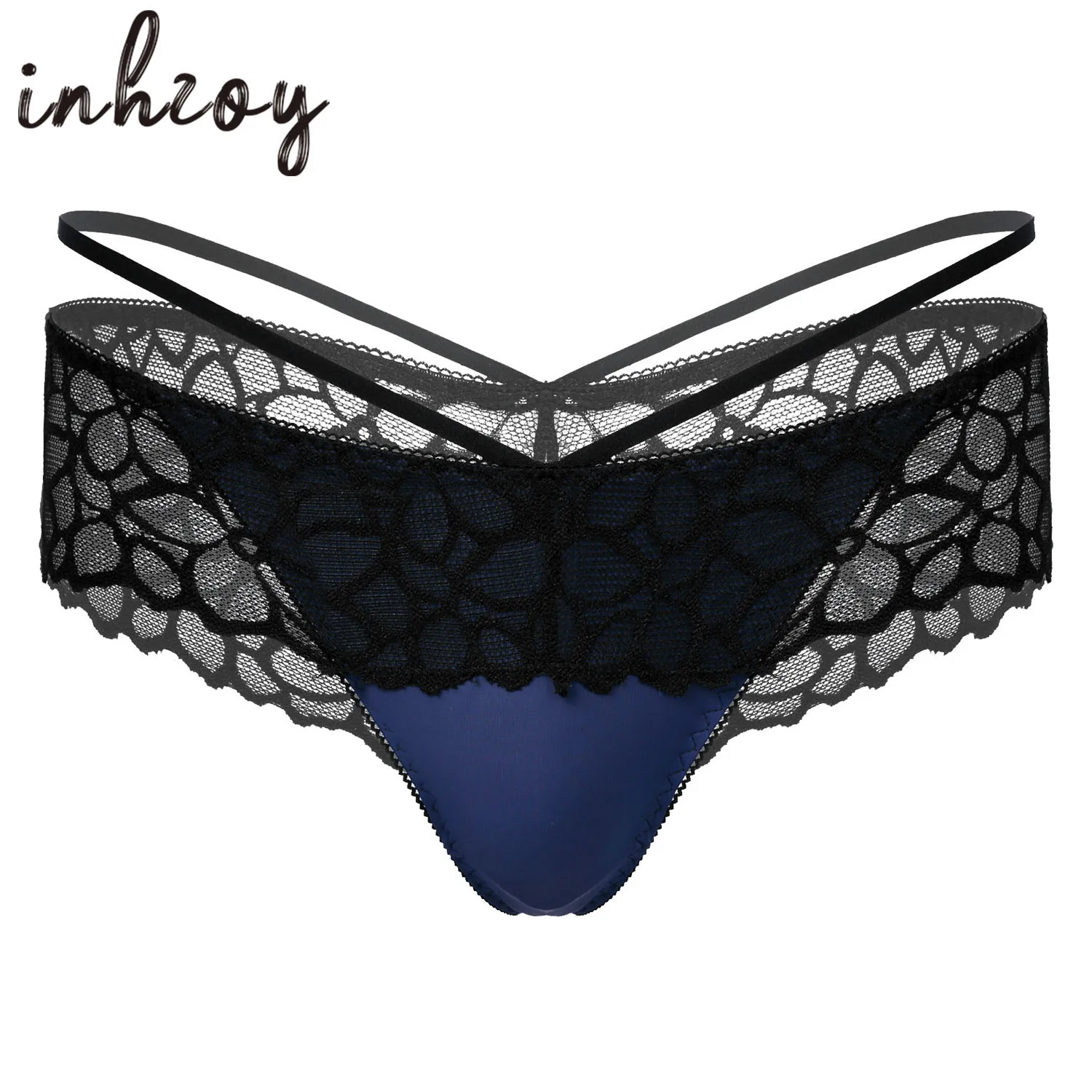 

Mens Black lace Panties Sexy T-back Thongs Underwear Sissy Boxer Briefs