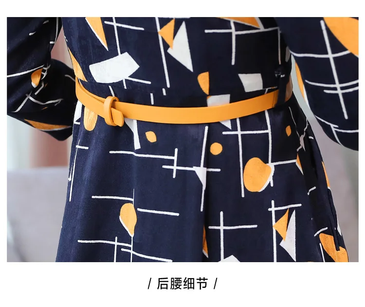 Vintage Print Chiffon Long Sleeve Mini Dress Autumn Winter Chic Plus Size Women Bodycon Dress Elegant Femal Party Vestidos