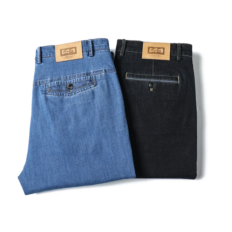 

Elasticity Denim Jeans Men Casual Classic Loose Straight Blue Jeans for Men Summer Business Long Pants Jeans Men Plus Size 40 42