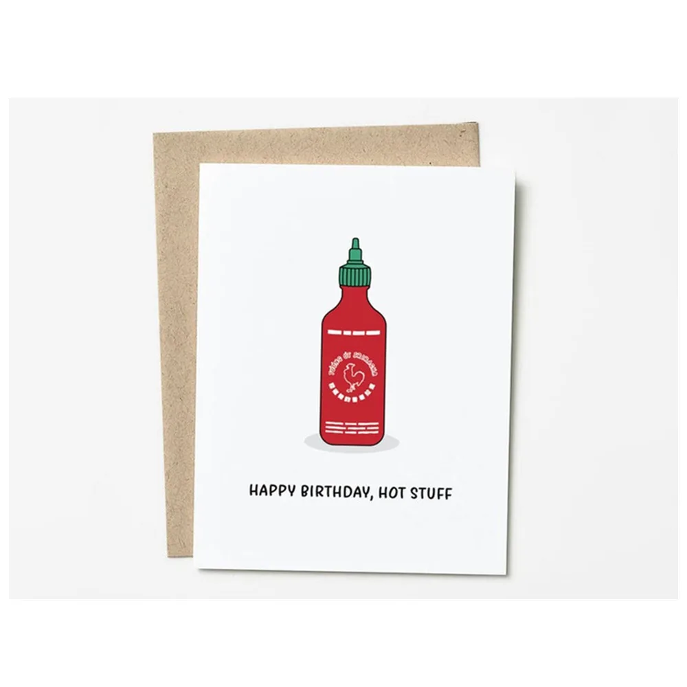 Забавная открытка на день рождения для любителей горячего соуса индивидуальная