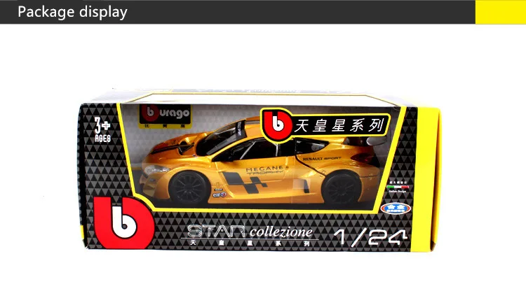 Модель автомобиля Bburago 1:24 Renault Megane, Модель гоночного автомобиля, модель автомобиля из сплава, коллекция украшений, Подарочная игрушка