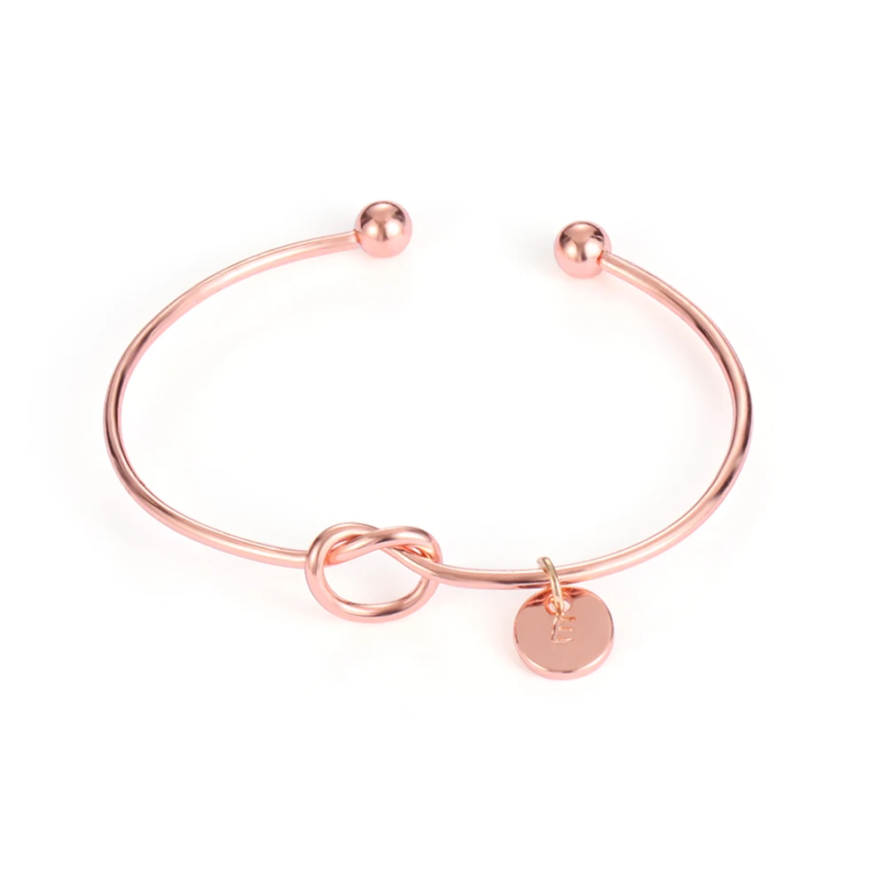 26 букв Открытый браслет розовое золото манжета прекрасный узел сплав простые