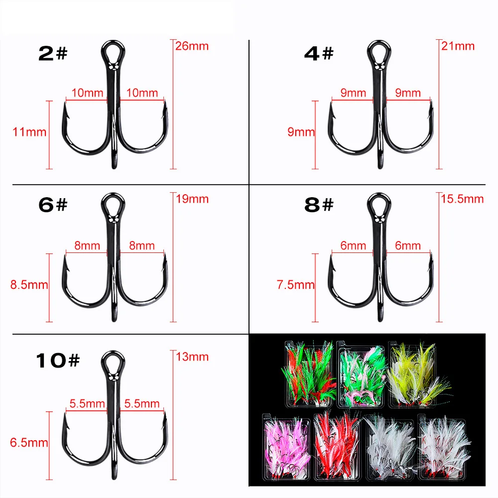 20 штук тройниками и головной повязкой с пером 2 #4 #6 #8 #10 # рыболовный крючок Pesca