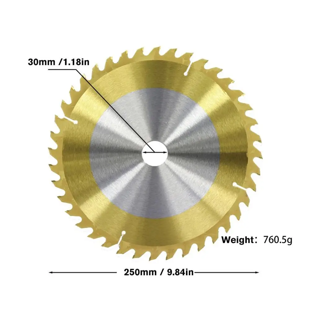 Titanium-Coated Woodworking Saw Blade Circular Cutting Slice High Speed Steel Tipped Wood Discs 250*3.0*30*40T | Инструменты