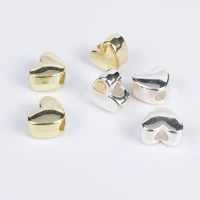 50pcslot goldsilver ccb love heart bead end caps with hole spacer beads caps diy necklace findings for jewelry making
