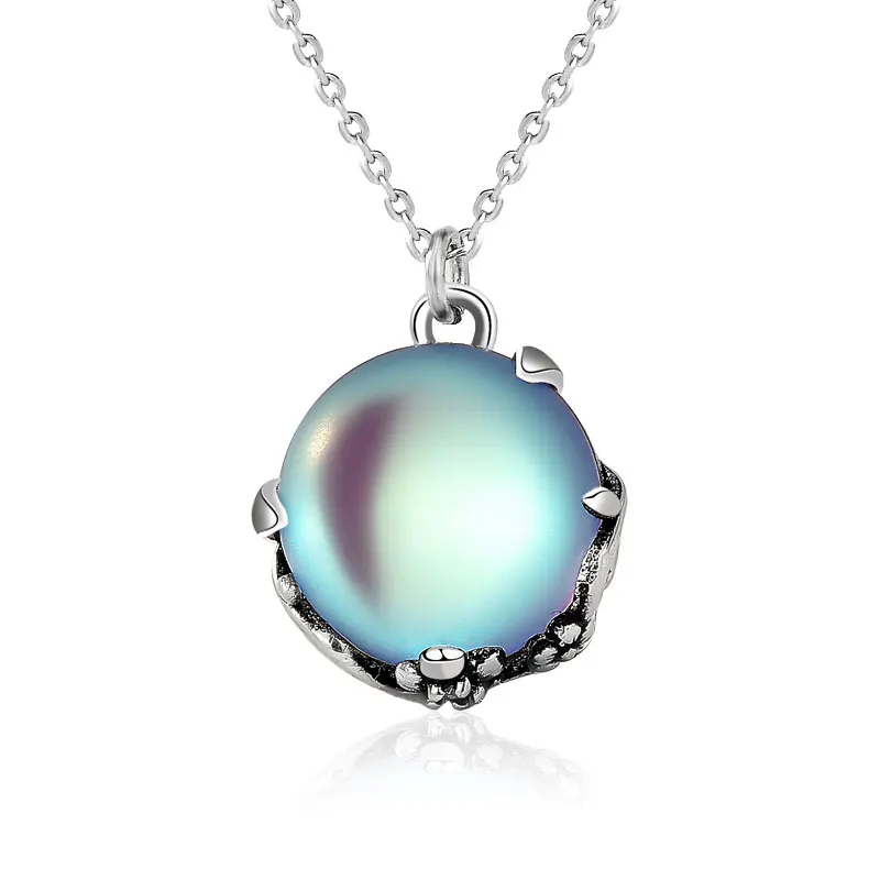 

S925 Sterling Silver Necklace Female Plum Blossom Moonlight Stone Pendant Clavicle Chain