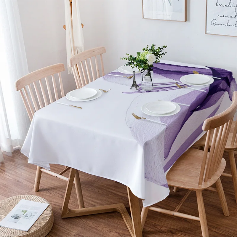 

Скатерть с фиолетовыми цветами и лепестками, водонепроницаемая декоративная ткань для стола, для кухни, кофе Вечерние