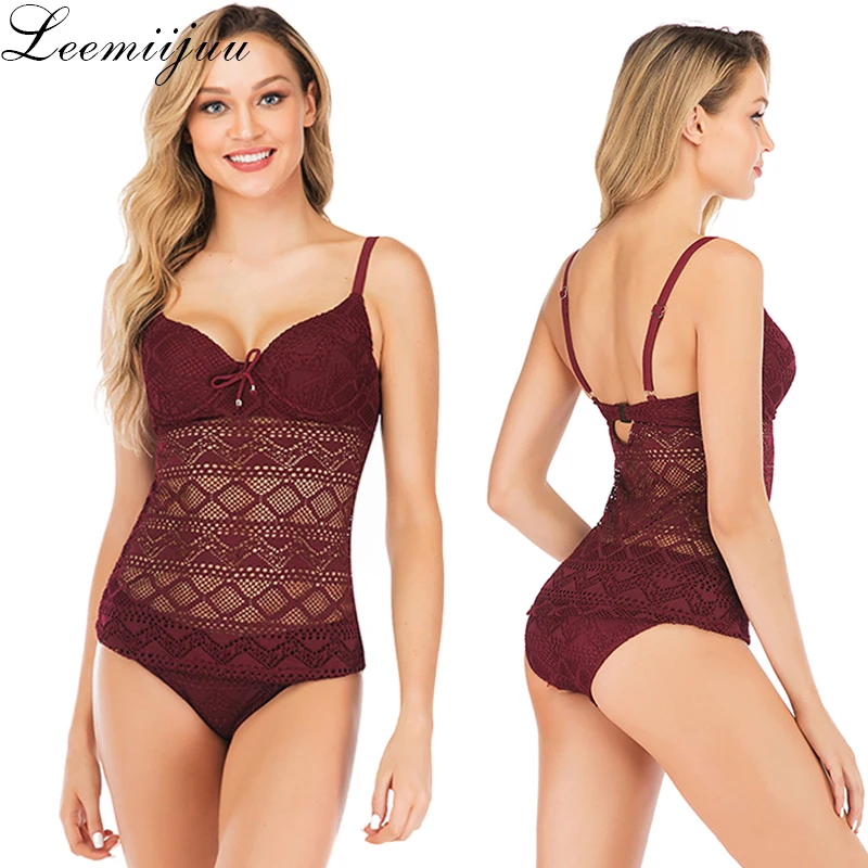 Сексуальный кружевной купальный костюм LEEMIIJUU из двух предметов женская одежда