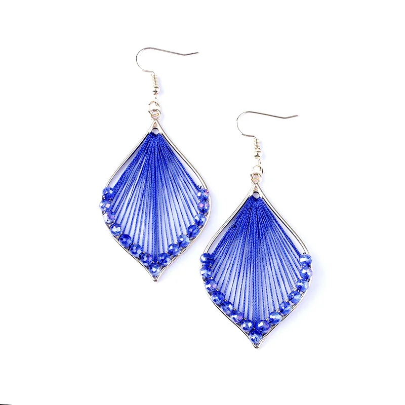 

BOHO Handmade Lace Crystals Beaded Arrowhead Teardrop Drop Earrings