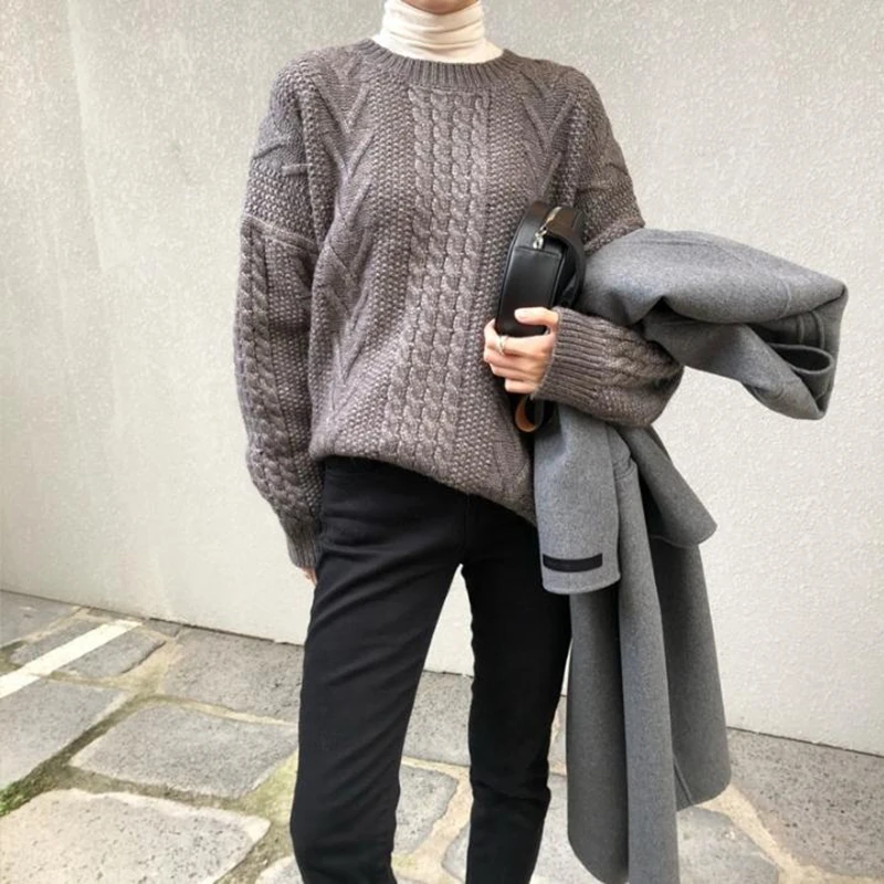 KINOMI Осень Зима теплые женские свитера пуловер корейский стиль минималистичный