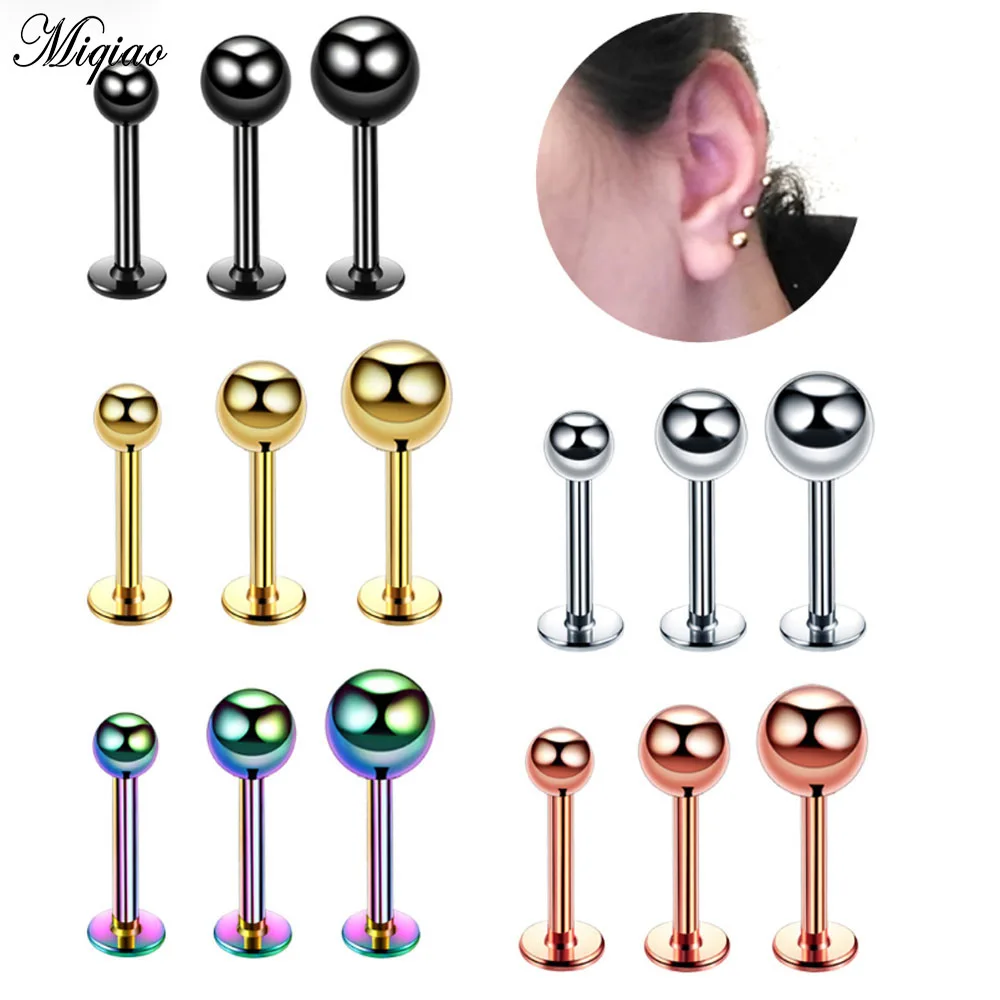 

Miqiao 1 Pcs Piercing Jewelry Stainless Steel Lip Nails Round Ball Outer Teeth Flat Ear Bone Nails Sold In Europe and America