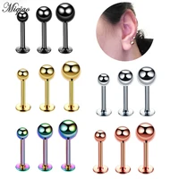 miqiao 1 pcs piercing jewelry stainless steel lip nails round ball outer teeth flat ear bone nails sold in europe and america