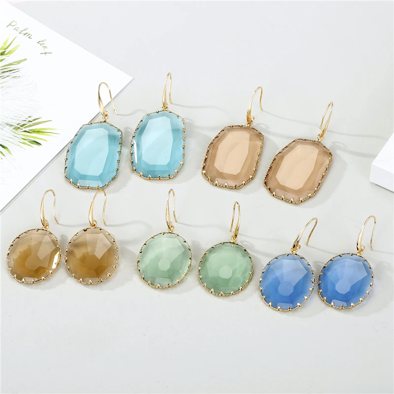 Женские Висячие серьги с кристаллами 1 пара корейских геометрических сережек для