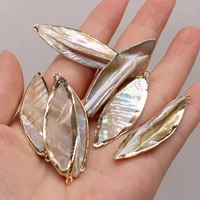 2021new natural freshwater shell golden leaf single hole pendant makingdiy fashion necklace earring jewelry decoration gift 5pcs